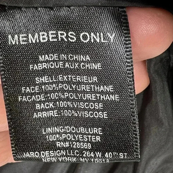 Members Only Womens S Black ASYM Zip Cropped Faux Leather Bomber Moto Jacket Y2K - Picture 15 of 16